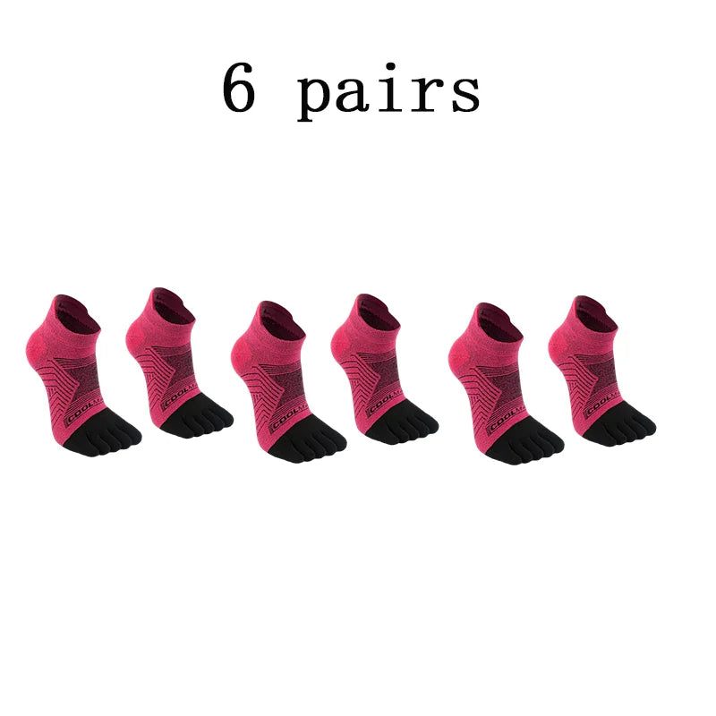 1/4/6 PAIRS COOLMAX Sports Socks Breathable Elastic 5 Toes Sports Socks Quick Drying Wicking Moisture Athletic Running Socks