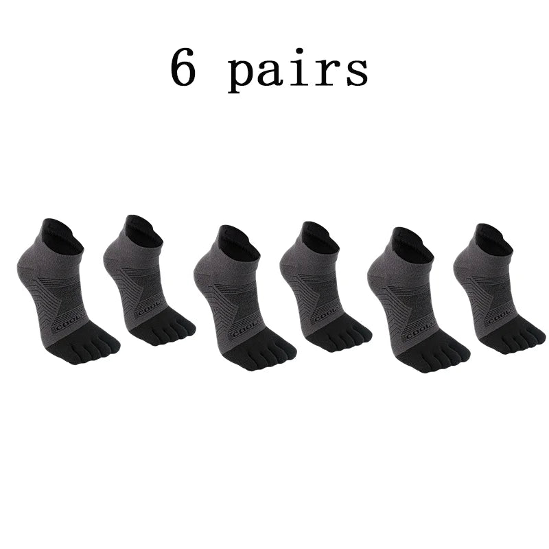 1/4/6 PAIRS COOLMAX Sports Socks Breathable Elastic 5 Toes Sports Socks Quick Drying Wicking Moisture Athletic Running Socks