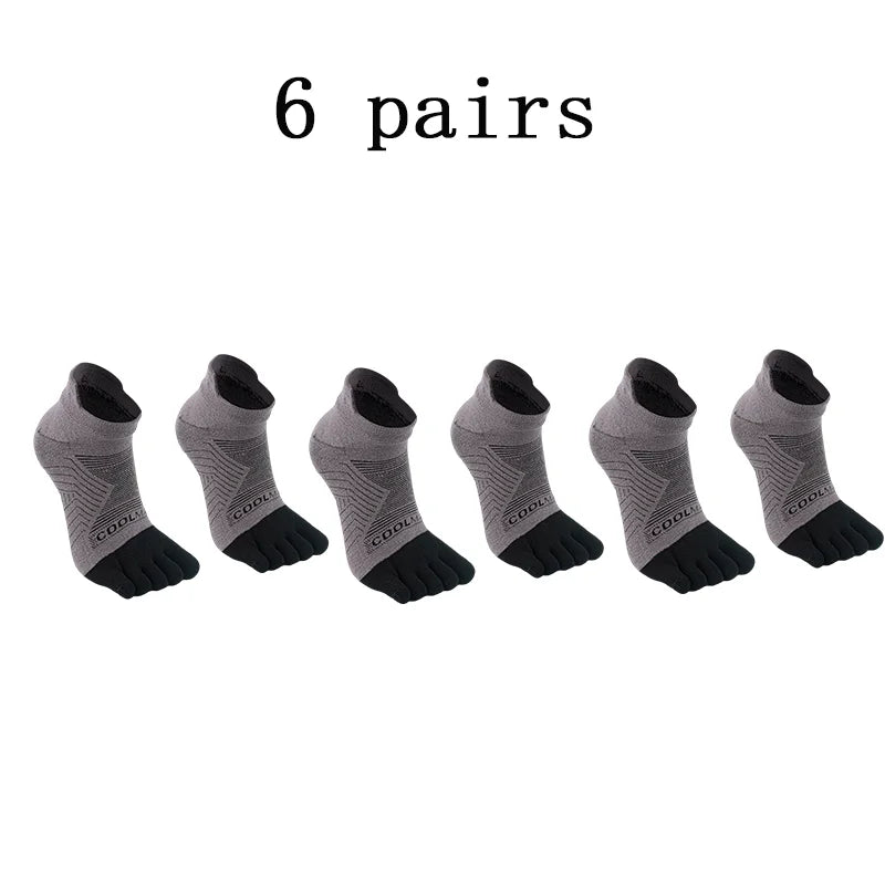 1/4/6 PAIRS COOLMAX Sports Socks Breathable Elastic 5 Toes Sports Socks Quick Drying Wicking Moisture Athletic Running Socks